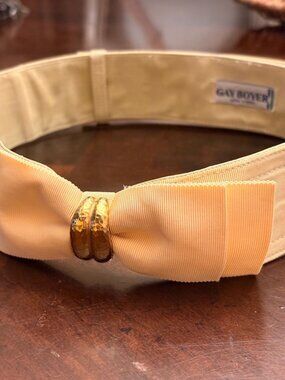 Vintage Gay Boyer New York Pastel Yellow Grosgrain Bow Belt